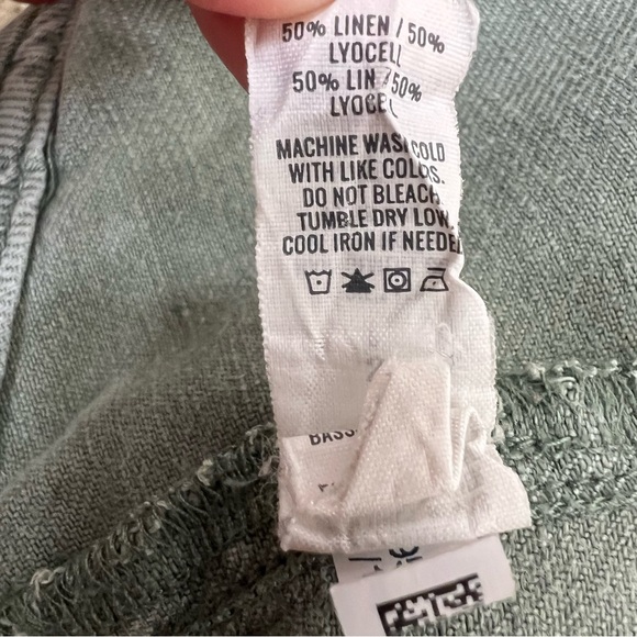 Aerie Washed Olive Green Linen & Lyocell Button Front Mini Skirt Sz S - Picture 9 of 13